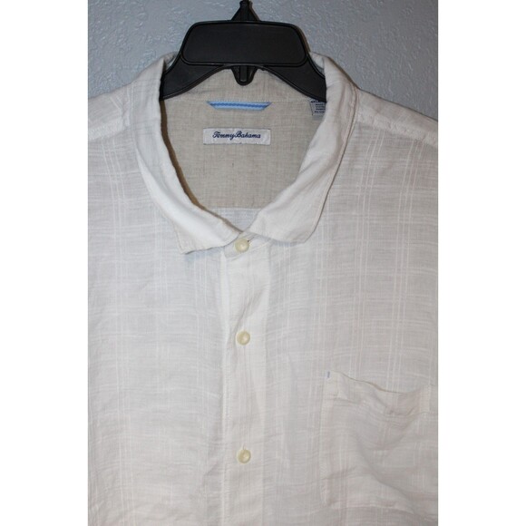 Tommy Bahama Ventana Plaid Linen Button Front Shirt Beige-Ivory 4XLB Big 4X - Picture 2 of 8